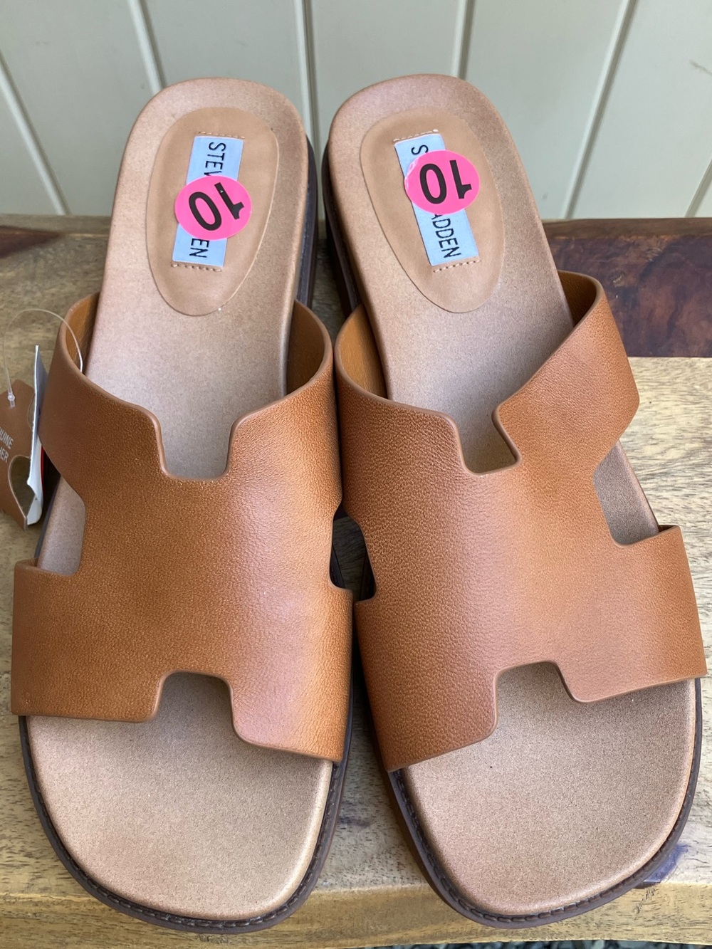 Steve Madden size 10 women’s chunky sandals brown leather NWT